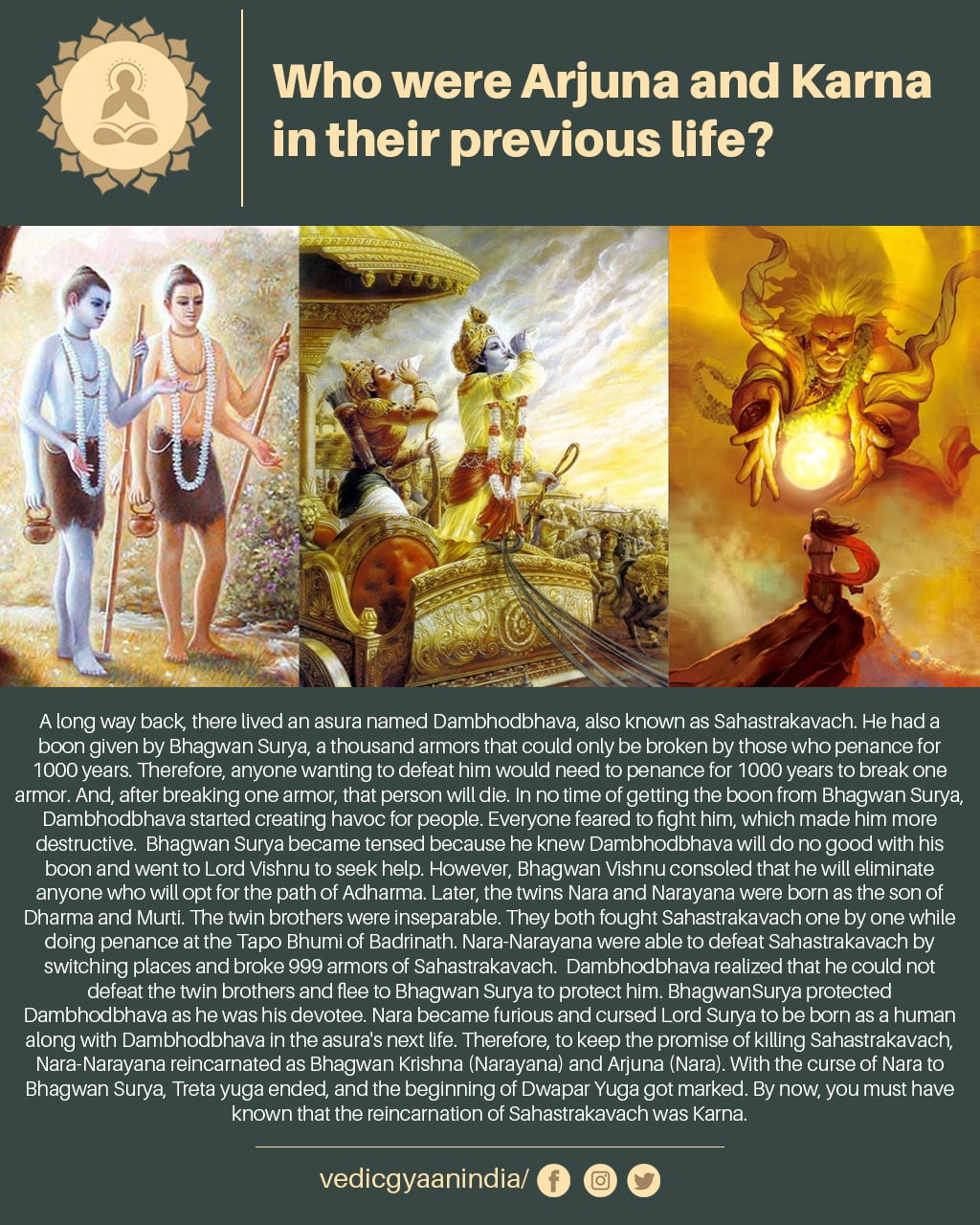 Who were Arjuna and Karna in their previous life?